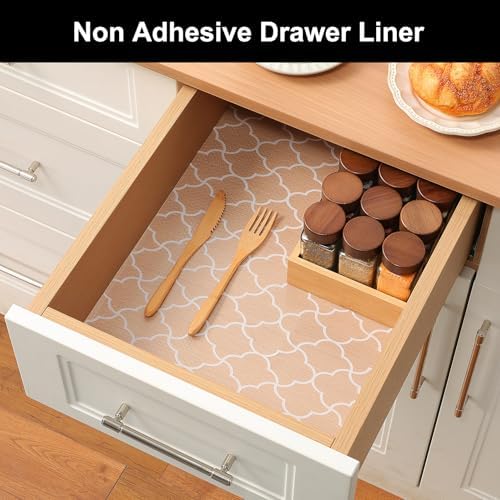 Cooyes Shelf Liner – Premium Non-Adhesive Cabinet & Drawer Liner for Kitchen – Waterproof Shelf Paper with Modern Pattern – Durable EVA Cabinet Mat – Easy to Cut （24" W x 120" L） - Image 5
