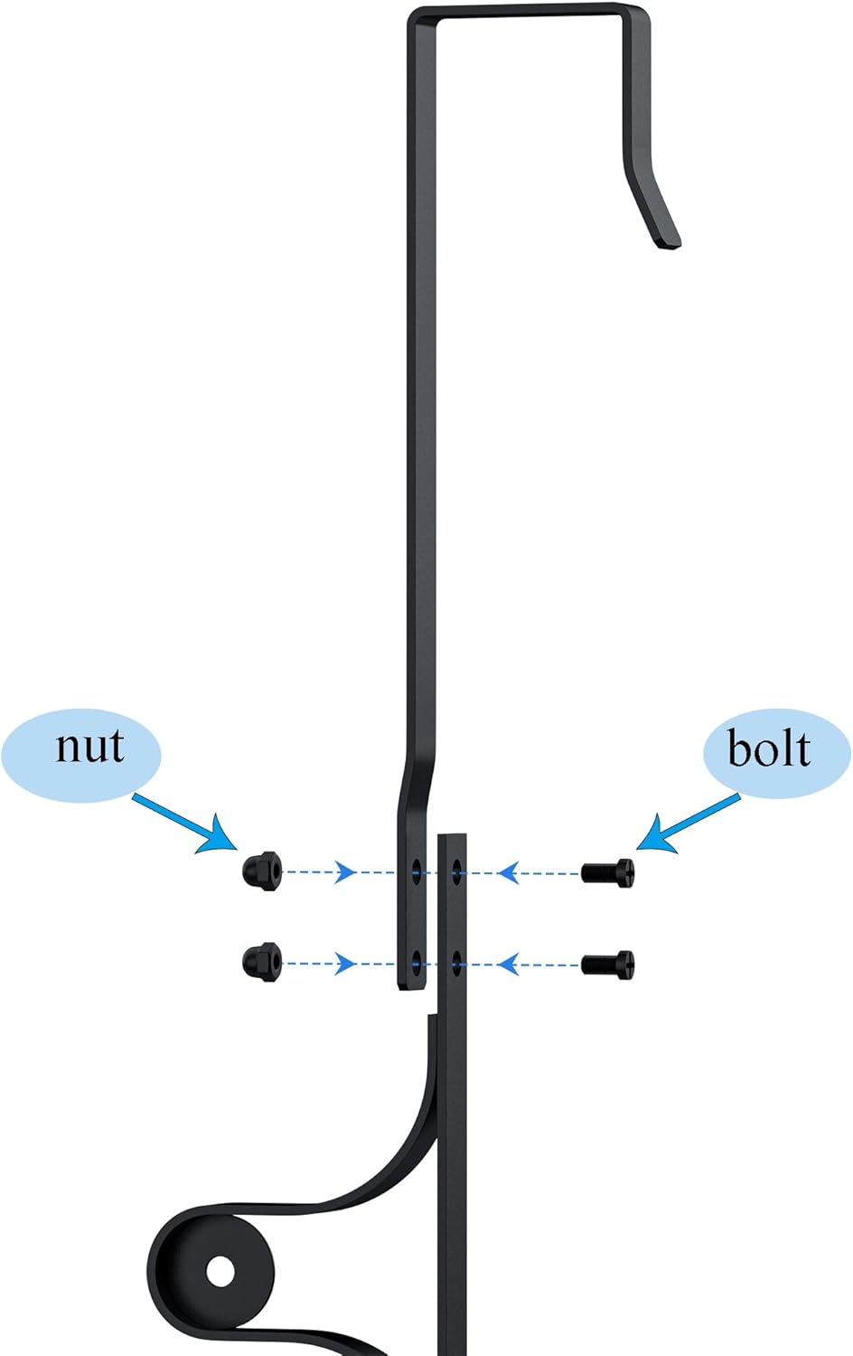 Over The Door Towel Rack, Over Door Towel Rack for Bathroom Door, Triple Towel Storage Holder with Hooks (Matte Black, 17.32" L)