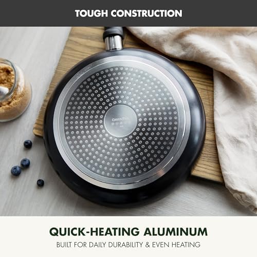 GreenPan Rio Advanced 5QT Saute Pan With Tempered Glass Lid, 5QT Ceramic Nonstick pan with Helper Handle, PFAS-Free, Induction Ready, Dishwasher and Oven Safe, Black - Image 4