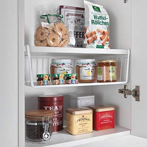 Modern Home Under Shelf Wire Storage Baskets – Hanging Organizer Rack for Cabinet, Pantry, or Closet – White Metal Basket for Kitchen, Towels, or Office – No Tools Required (15") - Image 3