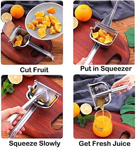 Real Stainless Steel Lemon Squeezer Citrus Juicer Hand Press Heavy Duty Manual Squeeze Juice Extractor Maker Orange Lime Grapefruit Presser - Bonus 50 Pcs Filter Bags - Image 4