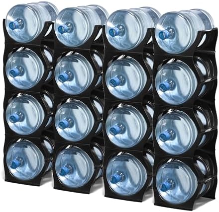 Bariboo Stackable Water Bottle Storage Rack Best Water Jugs 5 Gallon Organizer. Jug Holder for Kitchen, Cabinet and Office Organizing. Reinforced Polypropylene (Black, 4 No Shelf) - Image 3