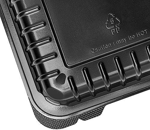 Karat Clamshell Take Out Food Containers [8"x8" - 250 ct] 3-Compartment, Durable, Microwavable, Stackable, Crack-Resistant To Go Boxes | Black - Image 6