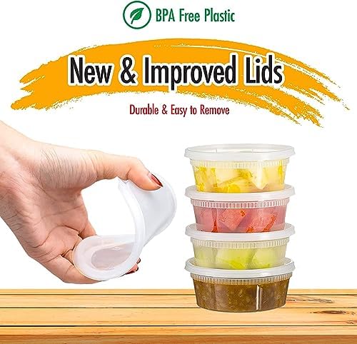 Deli Containers with Lids Leakproof - 240 Pack BPA-Free Plastic Microwaveable Clear Food Storage Container Premium Heavy-Duty Quality, Freezer & Dishwasher Safe (8oz 240 Sets) - Image 6