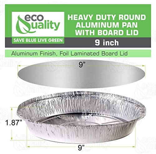 EcoQuality 9" Round Aluminum Foil Pans with Board Lids - Disposable Containers with Foldable Walls for Pie Baking, Cooking, Serving, Reheating, and Storing - Freezer and Oven Safe Tart Pan 300 Pack - Image 2