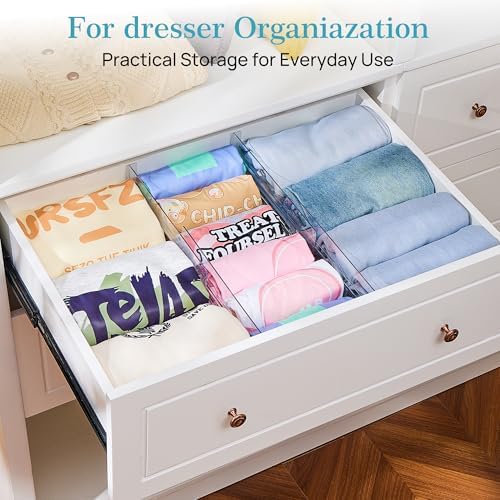 Vtopmart 4" High Drawer Dividers for Clothes, 13"-22" Adjustable, 12 pack | Expandable Dresser Drawer Organizer, Clear Plastic Separators for Dresser, Baby Clothing, Underwear, Cosmetic, Toiletries - Image 4