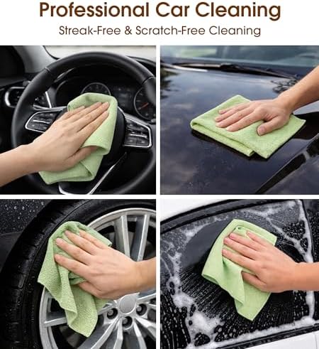 KitchLife Microfiber Cleaning Cloth Roll, 100 Pack - Tear-Away Microfiber Paper Towels, Lint-Free, Reusable, Washable for Kitchen, Car, Dishes, and Sensitive Surfaces (Bean Green) - Image 6