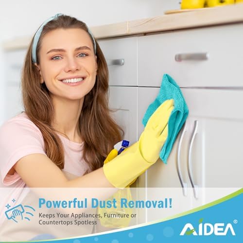 AIDEA Blue Microfiber Cleaning Cloth-50PK, Cleaning Rags 12"x 12" Absorbent - Image 3