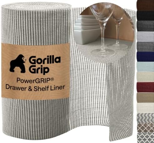 GORILLA GRIP powerGRIP Drawer Shelf and Cabinet Liner, 17.5"x20' Light Gray by Unknown