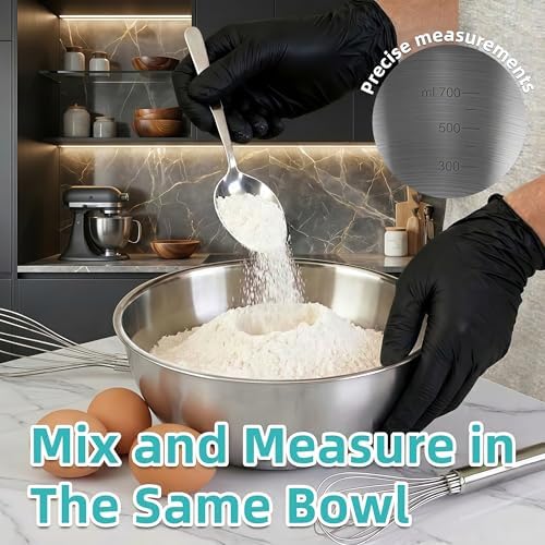 12 Pcs Stainless Steel Mixing Bowls with Graduations, Metal Serving Salad Bowls, Reusable Baking Food Storage Containers for Baking, Cooking, Making Salads, Soups, Ice Cream, Noodles, cereal - Image 4