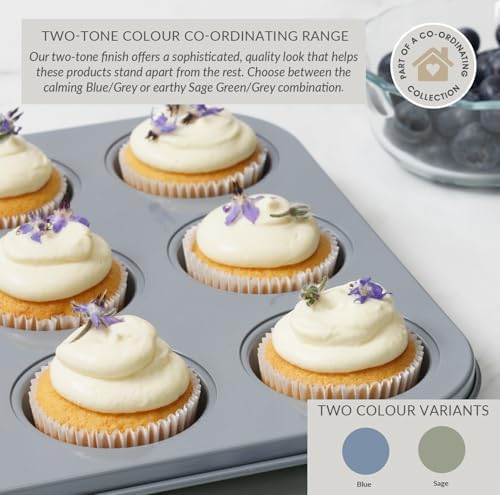 Cooksmart Signature 12 Cup Muffin Tray – Carbon Steel | PFOA-Free Non-Stick | Dishwasher Safe | Elegant Green Finish | Perfect for Muffins & Cupcakes - Image 7