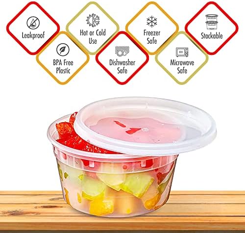 16oz-Deli Containers with Lids Leakproof - 50 Pack BPA-Free Plastic Microwaveable Clear Food Storage Container Premium Heavy-Duty Quality, Freezer & Dishwasher Safe - Image 2