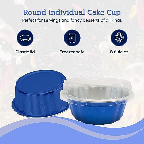 KitchenDance 8 oz Disposable Round Aluminum Foil Pan without Lids - Mini Disposable Pie Pans, Aluminum Mini Pie Tins For Baking & Storing Mini Cakes - Vibrant Colors, Sturdy Scalloped Design - A8NL - Image 3