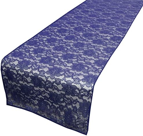 Zen Creative Designs 10 Pack Floral Lace Table Runner Sheer Lace Event Party Wedding Table Decor (12" by 90", Navy) by ZenCreativeDesigns