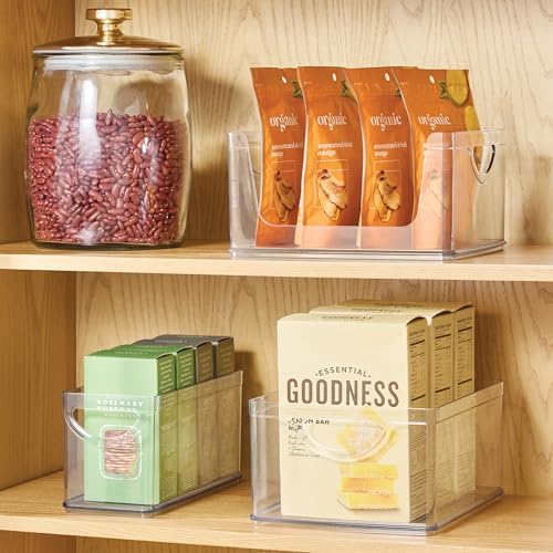 iDesign Plastic Stackable Kitchen Cabinet Storage Bin with Handles - Clear Pantry Organizer Medium (Pack of 4) - Image 3