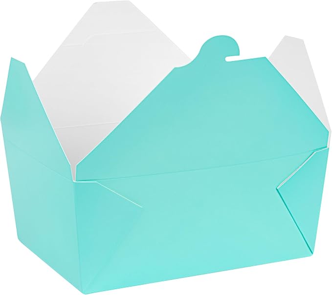 Restaurantware Paper Take Out Box 50 Count 8.5 x 6.2 x 3.5 Inches 98 oz Leakproof Turquoise Food Container with Secure Lid, Grease-Resistant Rectangular Design for Large Capacity Food Storage - Image 16