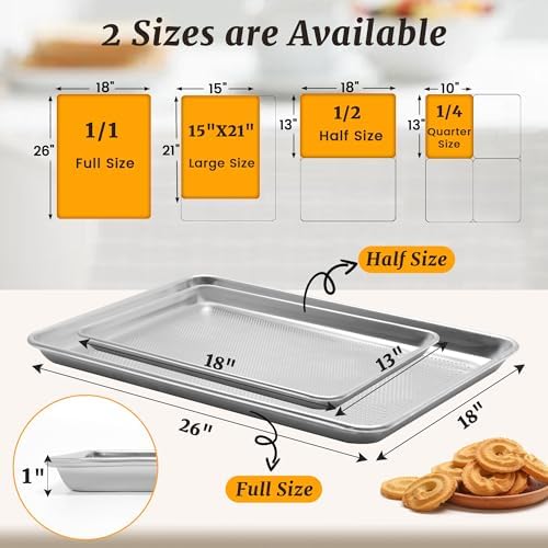 6 Pack Full Size Perforated Aluminum Baking Sheet, 26 x 18 in | NSF, Aluminum Commercial Cookie Sheets, Non-Stick, Oven Safe Up to 500℉ - Image 5