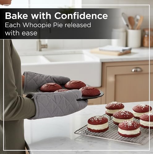 Wrenbury Jumbo Whoopie Pie Pan 4 Cup - Large Muffin Top Pan Heavy Gauge Shallow Carbon Steel Baking Tray for Burger Buns Yorkshire Pudding Cornbread - PFOA Free Nonstick - Image 3