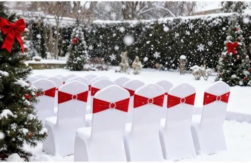 Red Chair Sashes 50 Pack, Spandex Red Chair Bands Bows for Wedding Party Birthday Decor, Chairs Ties for Banquet Theme Decoration - Image 4