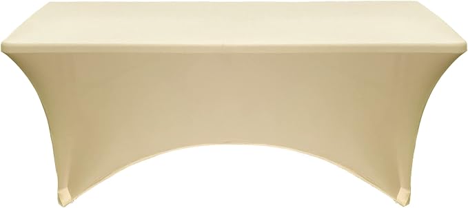 YOUR CHAIR COVERS Rectangular Spandex Table Covers 6ft Fitted Tablecloth Wedding Event Patio Decorations Elastic Fabric Stretch Tables Cover for 6 ft Folding Table (Champagne) - Image 2