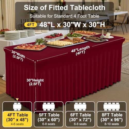 Smiry 2 Pack Spandex Elastic Fitted Table Cloth Skirt for 4FT Table - Image 4