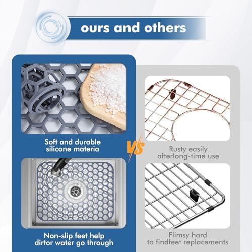 Bestjing Silicone Sink Protectors for Kitchen Sink-16.2"x12.5" Center Drain - Image 5