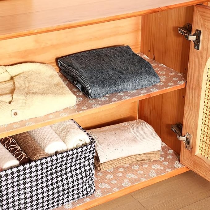 Daisy Flower Shelf Liner for Kitchen Cabinets, Non-Adhesive Drawer Liners, Non-Slip Refrigerator Mat, Washable EVA Cabinet Liner for Pantry, Fridge, Closet, Cupboard - Image 7