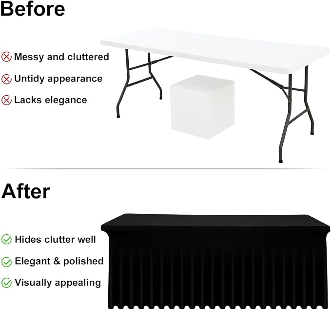 Moosfor 2 Pack Spandex Fitted Rectangle Tablecloth, Elastic Table Skirt - Image 4