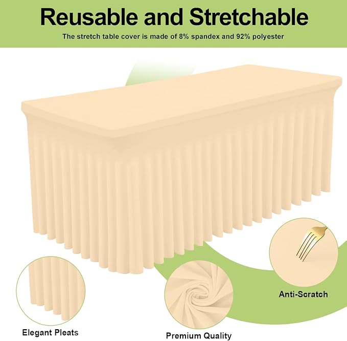 Smiry 2 Pack Spandex Elastic Fitted Table Cloth Skirt for 8FT Table - Image 2