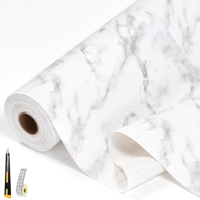 Drawer and Shelf Liners for Kitchen Cabinet,Non Slip Cabinet Liners for Shelves,Non-Adhesive Strong Grip Mats Protect Dresser Cupboard Liner,Shelf Paper-Marble 17.5" W x 236" L by Unknown