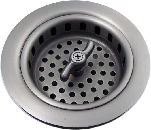 Mr. Scrappy 3.5" Sink Drain Assembly with Twist Lock Basket Strainer, Solid Brass, Brushed Nickel