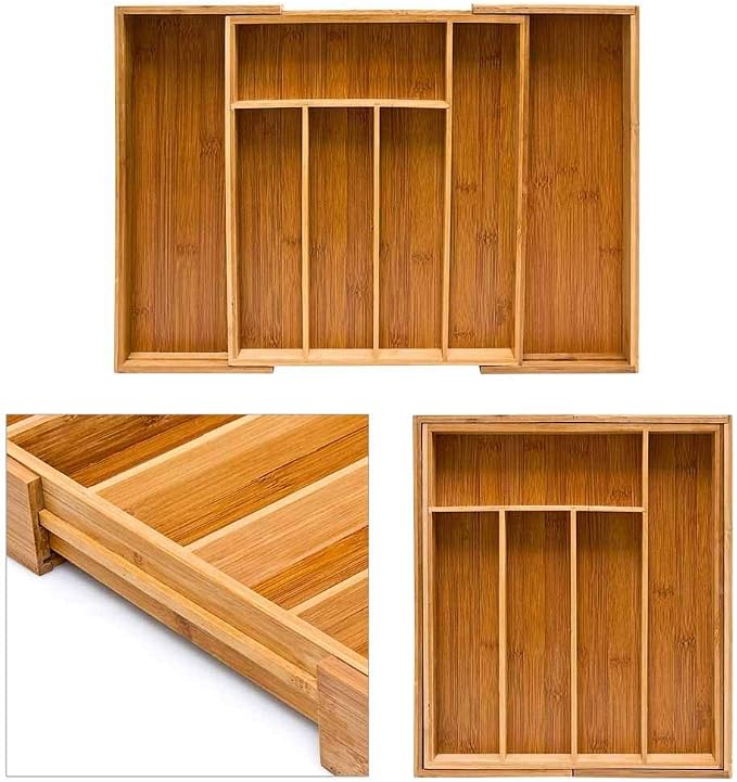 BAKAJI Drawer Cutlery Tray 33.5 x 29 x 5 cm Bamboo Naturale - Image 8