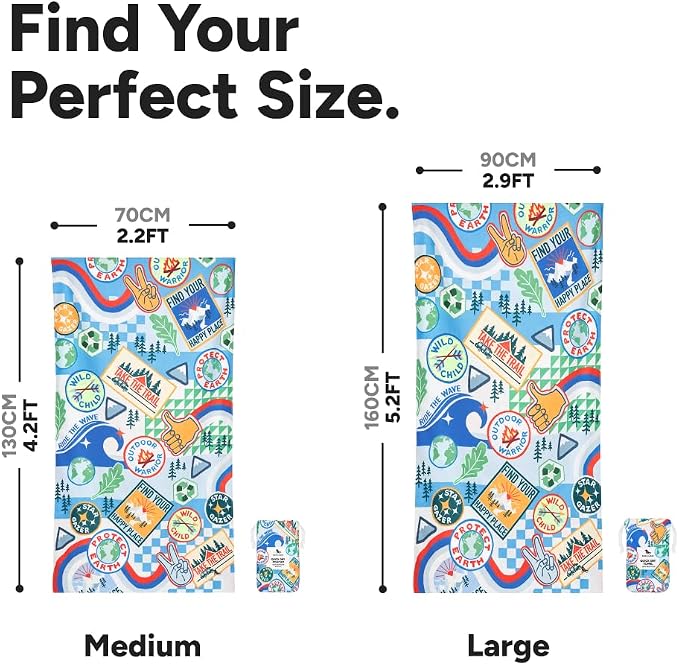 Dock & Bay Kid's Towel - for Beach Use - Quick Dry, Sand Free - Compact, Lightweight - 100% Recycled - Includes Bag - Into the Wild, Medium (130x70cm, 51x28) - Image 5