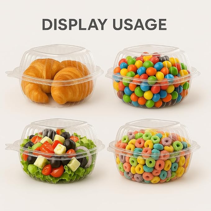 Durameg Clamshell Containers 5" Square Clear Hinged [400 Pack] Take-Out Plastic Salad Containers | To-Go Sandwich Containers [Size: 5 3/8" x 5 1/4" x 2 5/8"] - Image 5