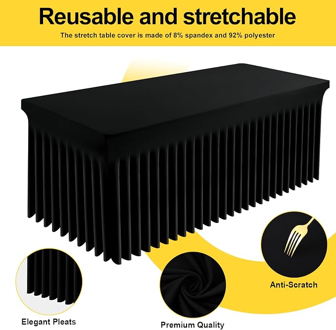 Smiry 2 Pack Spandex Elastic Fitted Table Cloth Skirt for 4FT Table - Image 3