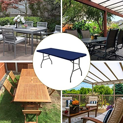 6 Pack Stretch Table Top Cap Cover, Navy Blue, 30" x 72" - Image 4