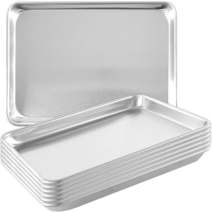 TENUP 6 Pack Aluminum Quarter Sheet Pan, 13" x 9" Heavy Duty Commercial Baking Tray Reinforced Rim, Warp-Resistant Rust-Free by TENUP