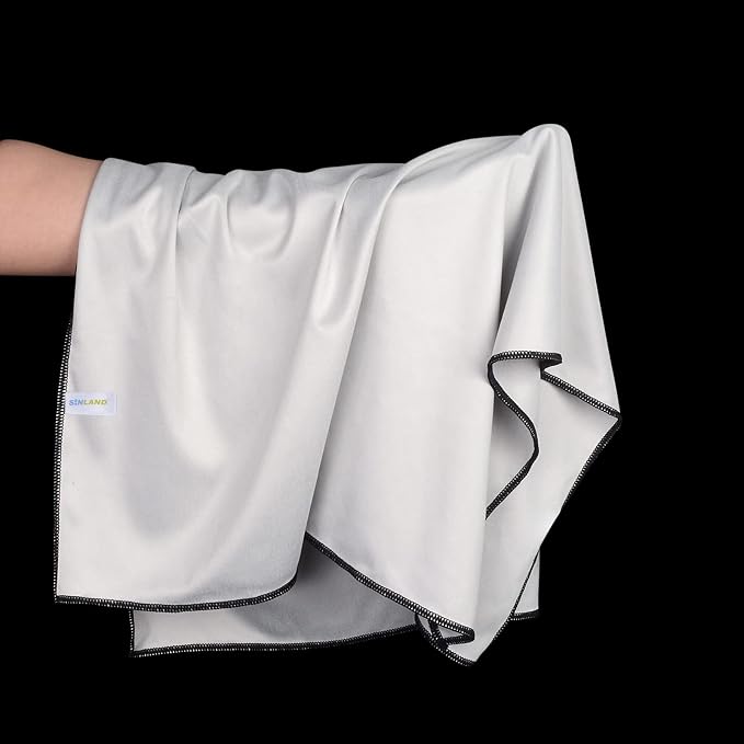 SINLAND Microfiber Glass Polishing Cloths Cleaning Rag 20x25In 2Pack Grey - Image 4