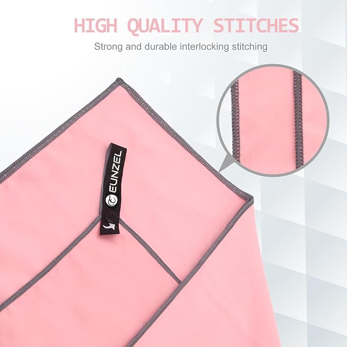 Eunzel 2 Set Quick Dry Camping Towel, Microfiber Travel Towel Super Absorbent Fast Drying Towel for Camping, Beach, Gym, Backpacking & Swimming(Two 3-Piece Towel Sets, Taro Purple/Pink) - Image 6