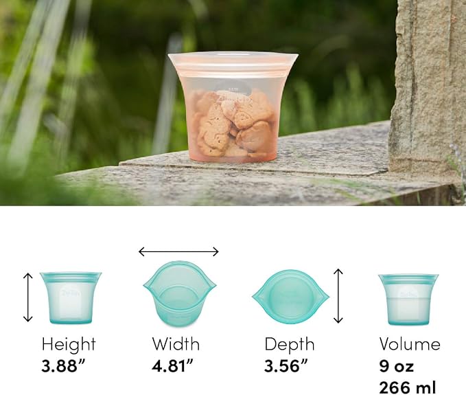 Zip Top Reusable Food Storage Bags | Short Cup [Lavender] | Silicone Meal Prep Container | Microwave, Dishwasher and Freezer Safe | Made in the USA - Image 3