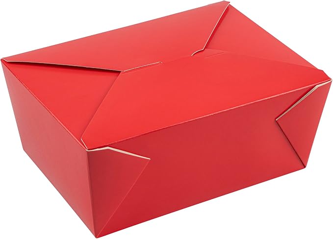 Restaurantware Bio Tek 98 Ounce Take Out Boxes 200 To Go Lunch Boxes - Tab-Lock Closure Heat-Tolerant Red Paper Disposable Lunch Boxes Greaseproof For Hot And Cold Foods - Image 14