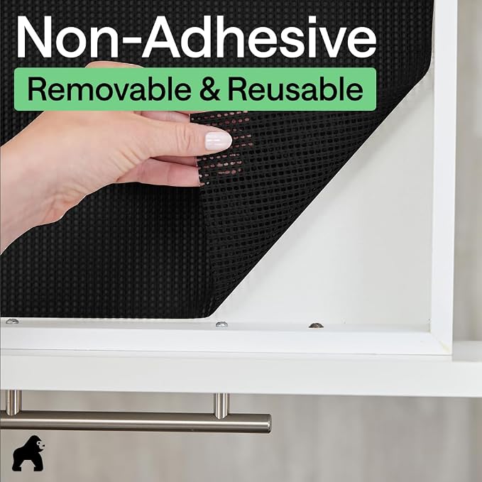 GORILLA GRIP powerGRIP Drawer Shelf and Cabinet Liner, 12" x10', Black - Image 8