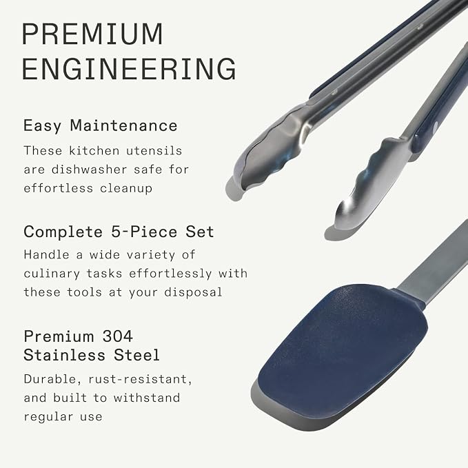 Made In Cookware - Stainless Steel Kitchen Utensil 5-Piece Set - Ladle, Tongs, Whisk, Spoonula, Fish Turner - Image 3