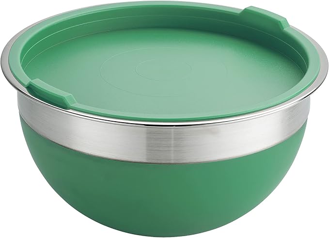 Tramontina 10 Pc Covered Stainless Steel and Silicone Mixing Bowl Set | Mint Green - Image 7