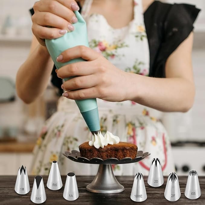 8pcs Stainless Steel Professional Set Large Piping Nozzles Flower Piping Tips Star Nozzle Nozzles for Piping Bag Attachments Piping Nozzles Decoration Tips for Cream Cupcakes Cake Syringe - Image 5
