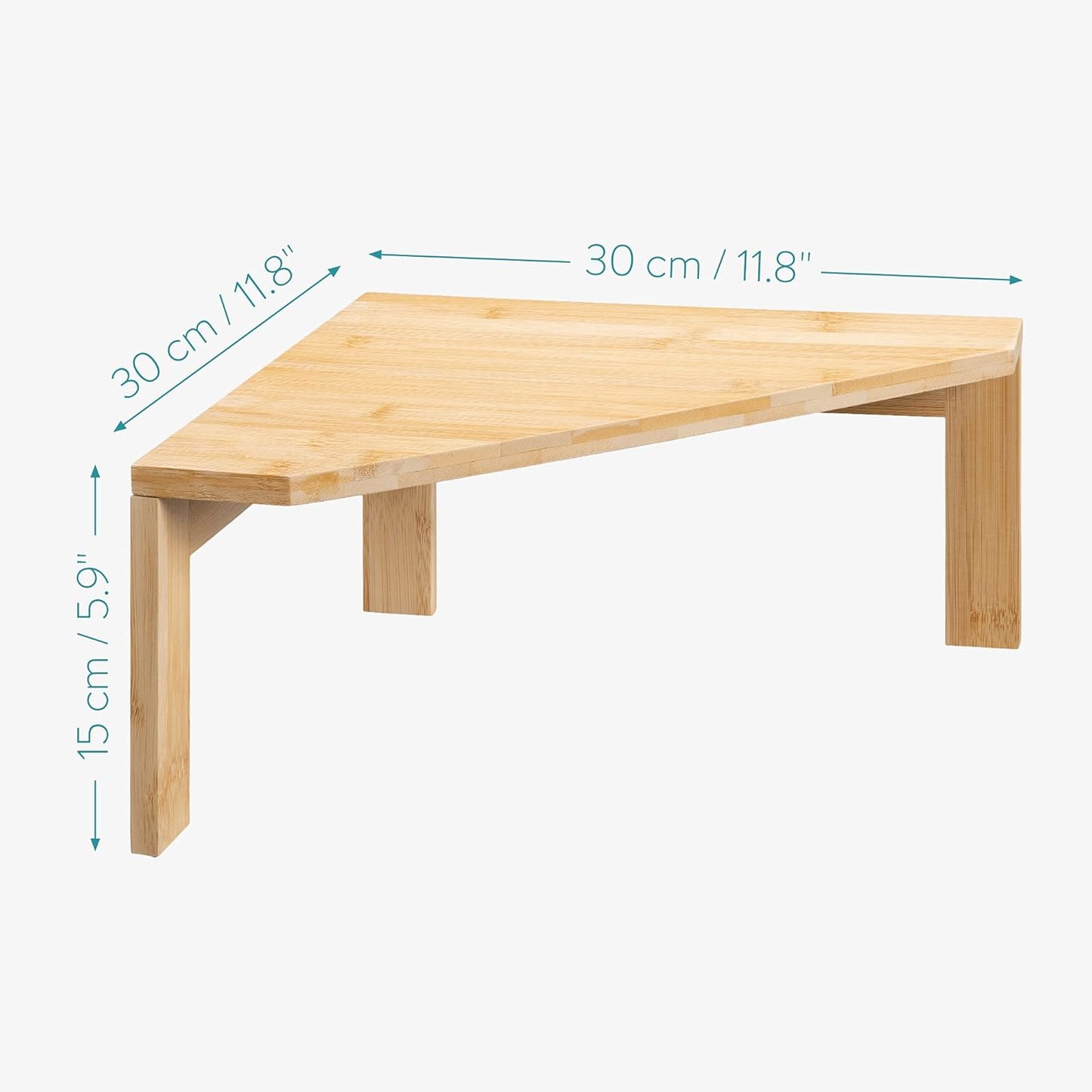 Navaris Bamboo Corner Shelf Unit - Free-Standing Corner Shelf for Kitchen Cabinet Cupboard Countertop Work Surface Storage Organizer 11.8"x11.8"x5.9"