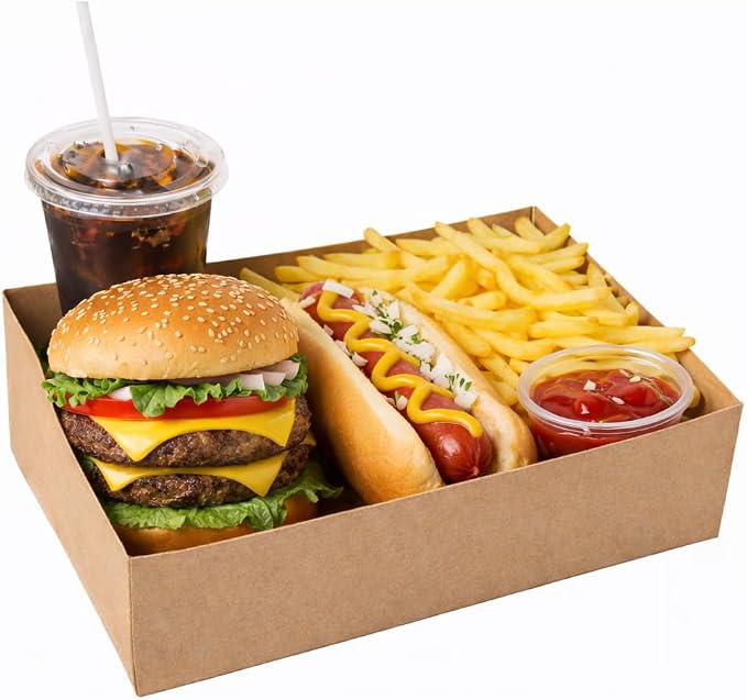 FC Meyer Food Service Trays, Earth-Friendly Disposable Brown Food Tray, Made from Recycled Materials, Versatile Food Packaging for large takeout food orders, Bun Tray, 10.5″ x 10.5″ x 4″, Pack of 20 by FCMeyerPackagingLLC