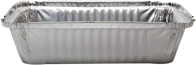 Tiger Chef Oblong Aluminum Tin Foil 2.25 Pound Pans Dimensions: 8.44" X 5.89" X 1.8" Disposable Freezer to Oven Safe for Takeout, Baking, Cooking, Storing and Freezing - 50 Pack by TigerChef