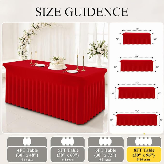 Moosfor 2 Pack Spandex Fitted Rectangle Tablecloth, Elastic Table Skirt - Image 6