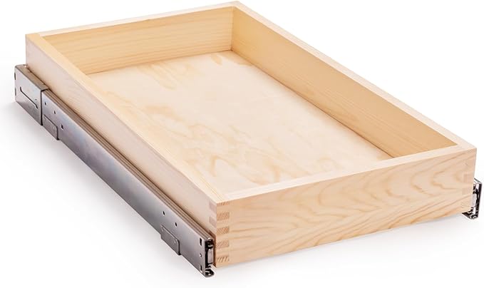 Mulush 13”W x 21”D x 3”H Soft Close Slide Out Wood Drawer Organizer for Kitchen, (Cabinet Opening Width>14.5 inches for Bottom Assembly, Width= 14 inches for Side Assembly) by Mulush